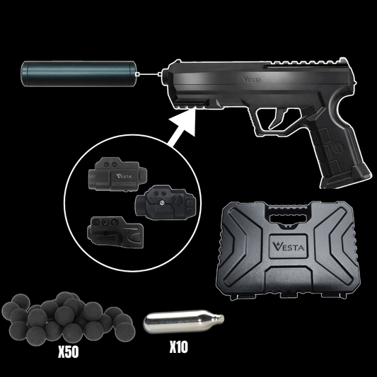 Pack Tactique Vesta P68 GUARDIAN Cal.68 19,9J + Extension Tachyon-G + Mallette + Lampe au choix