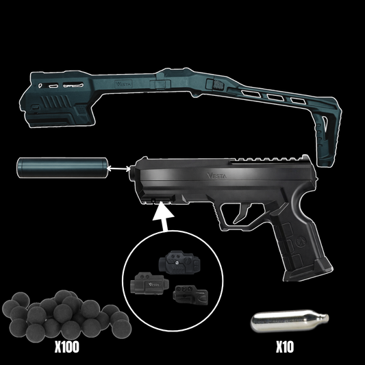 Pack Vector Vesta P68 GUARDIAN Cal.68 19,9J – Kit Carabine + Tachyon-G + Munitions + Accessoire Lumineux